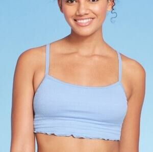 Xhilaration Light Blue Textured Cami Tank Juniors Bikini Top NEW Junior Small